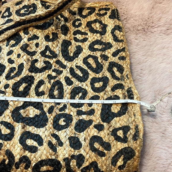 NWOT Woven burlap purse with leopard print - Picture 4 of 6